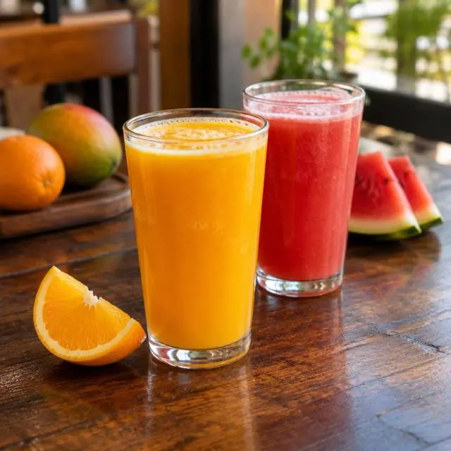 Fresh orange and watermelon juice
